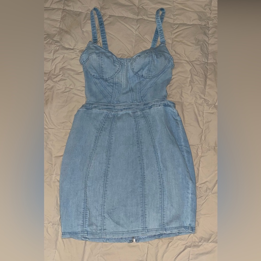 C’est Toi, Open Back, Short, Denim Dress Size Small